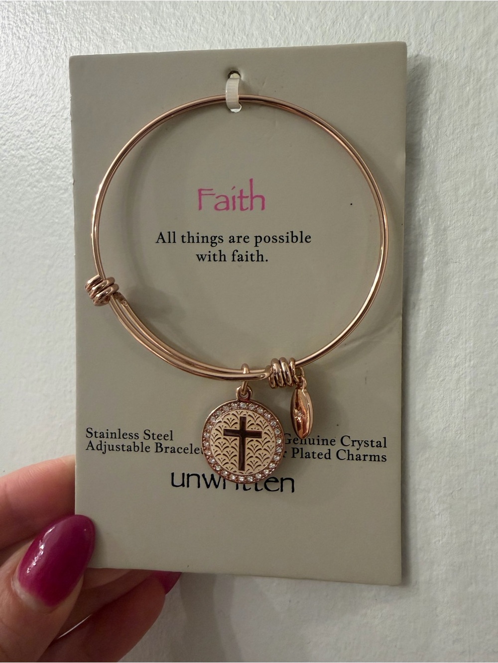 unwritten Faith Rose Gold Charm Adjustable Bracelet